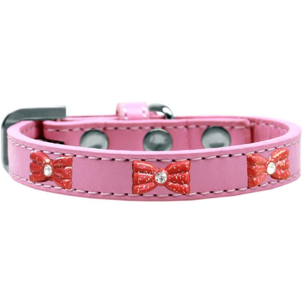 Mirage Pet Products Red Glitter Bow Widget Dog CollarLight Pink Size 16 631-10 LPK16